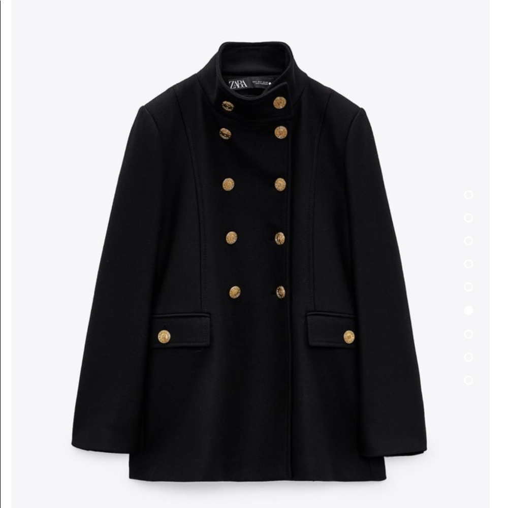 🌺 ZARA GOLD BUTTON WOOL BLEND COAT 🧥 🌺